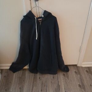Lands' End Dark Blue Hoodie with White Drawstrings